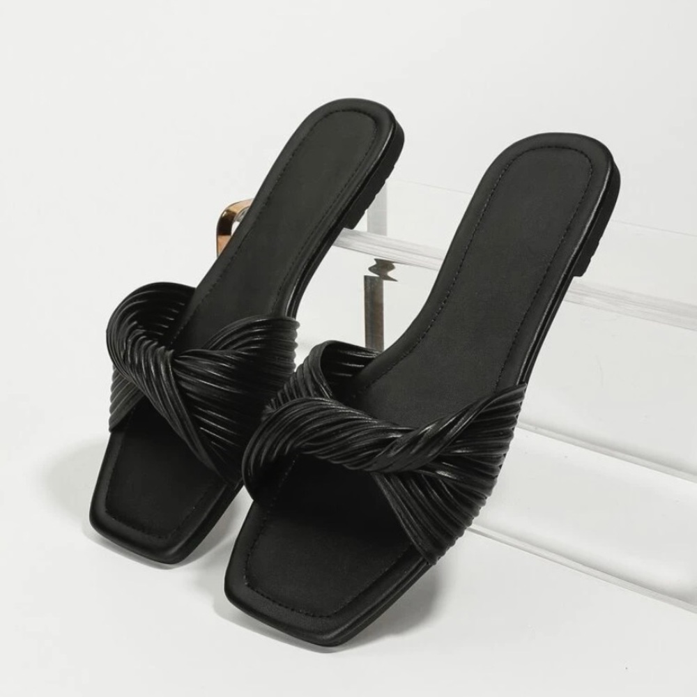 EUC Black Twist Slide Sandals